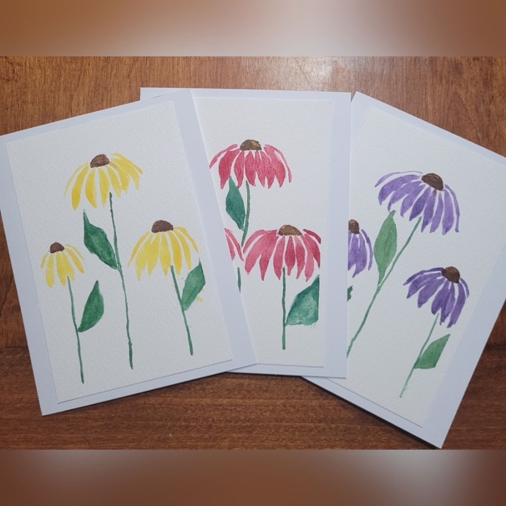 Hand Painted Watercolor Blank Cards - Corn Flower Pack of 3